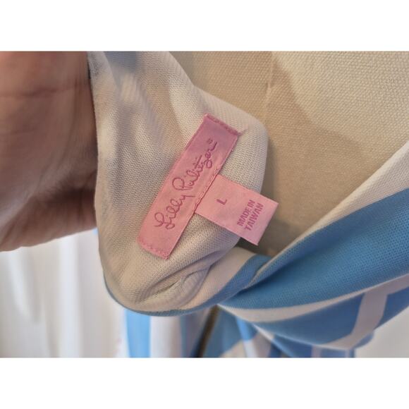 Lilly Pulitzer Callie Pool Blue lt For The Shell Of It Engineered Shift Dress L - Picture 7 of 7